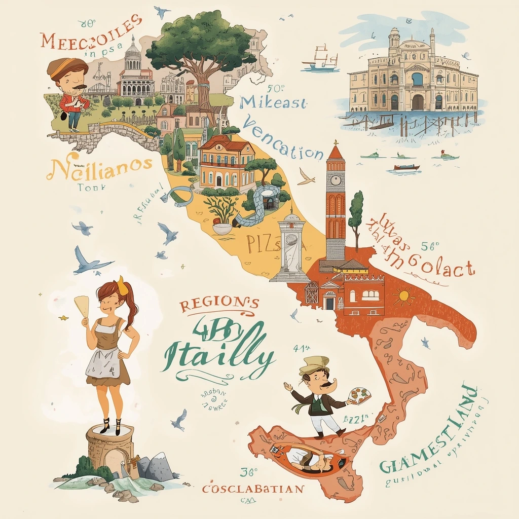 Lucid Origin Italian Regional Stereotypes Map