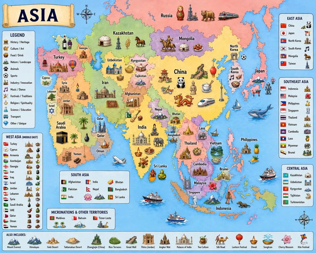 Emoji Map Of Asia