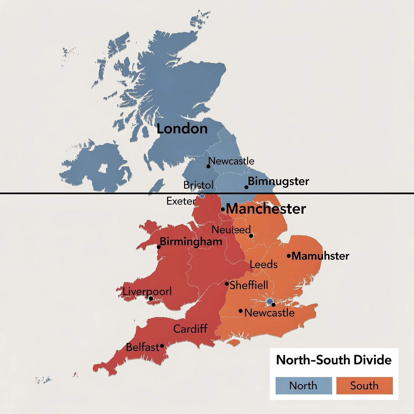 The UK North-South Divide As Mapped By FLUX.2 Pro