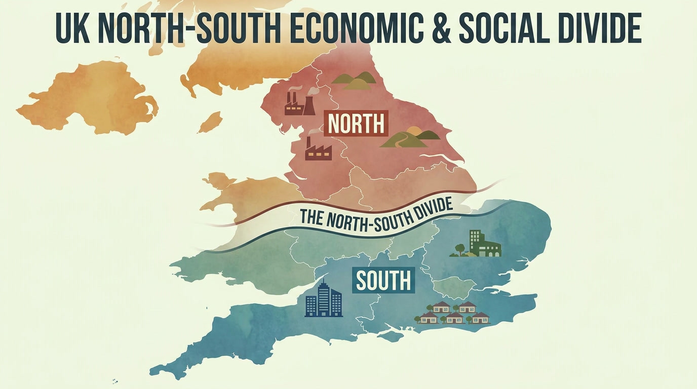 he UK North-South Divide As Mapped By Nano Banana Pro