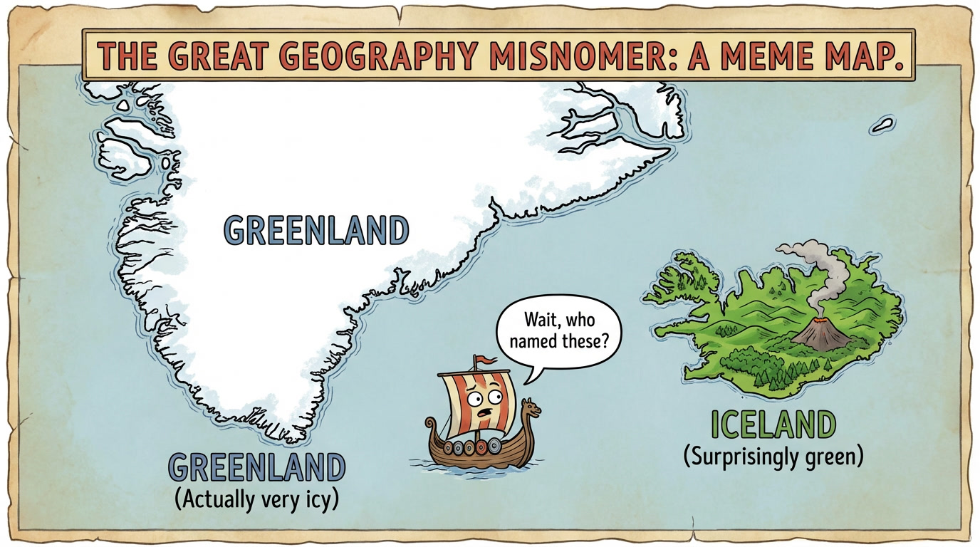 Create a map showing the funniest geography meme you know from Nano Banana Pro alt