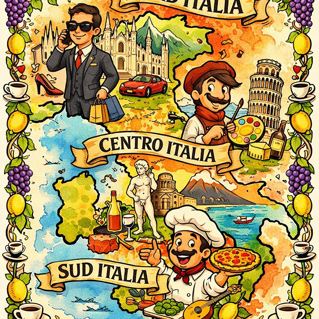 GPT Image 1.5 Italian Regional Stereotypes  Map