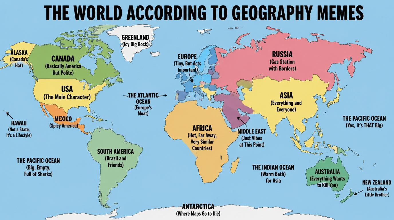 Create a map showing the funniest geography meme you know from GPT Image 2 alternative