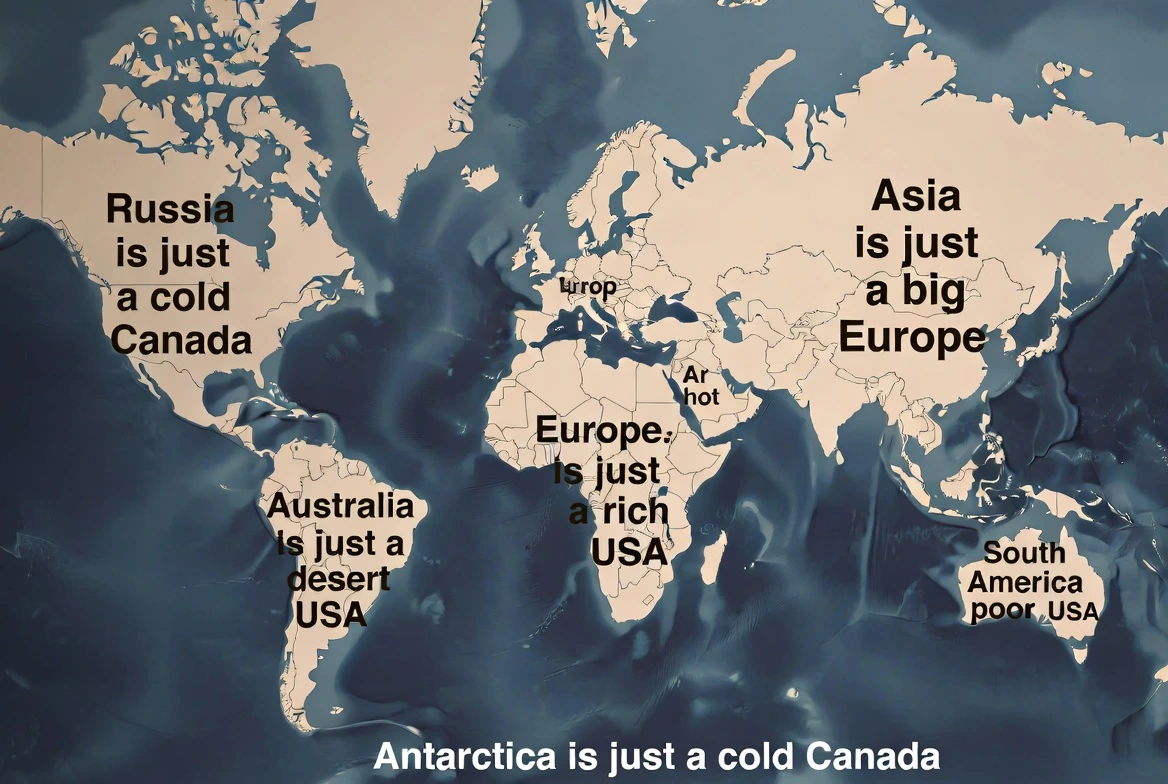 Create a map showing the funniest geography meme you know from Grok 3