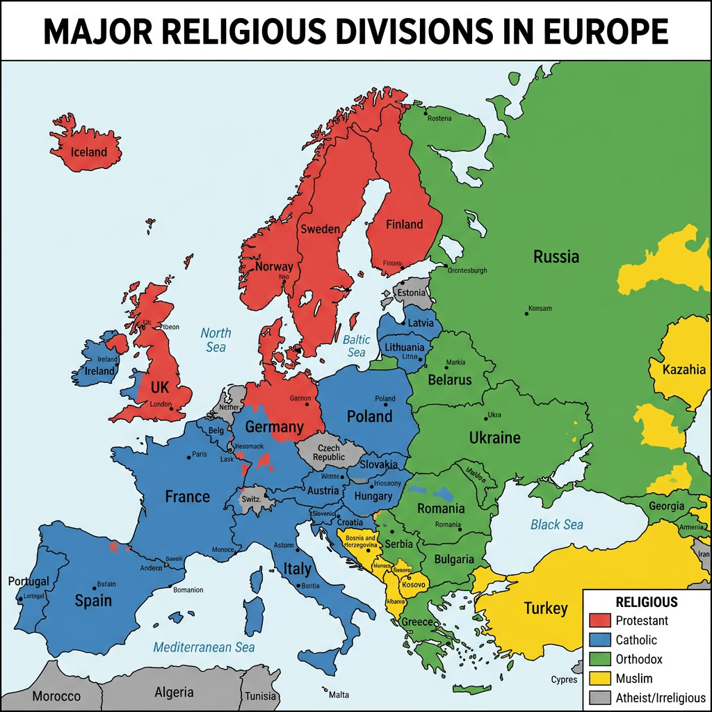 Europe's Religious Divisions According to Nano Banana 2 2