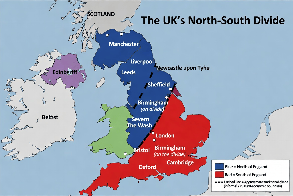 The UK North-South Divide As Mapped By Grok