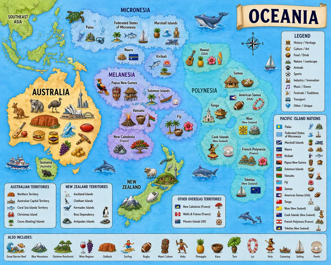 Emoji Map of Oceania