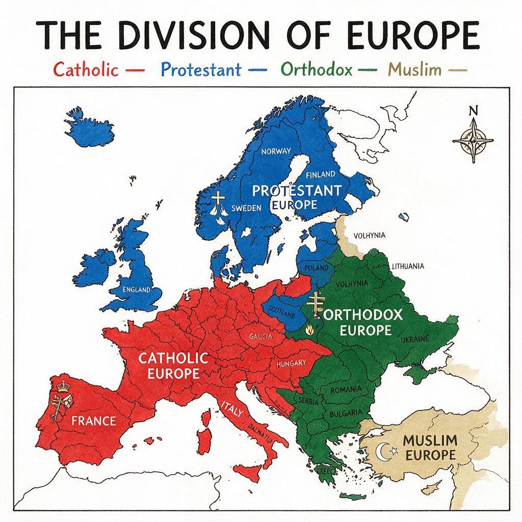Europe's Religious Divisions According to Seedstream version 2