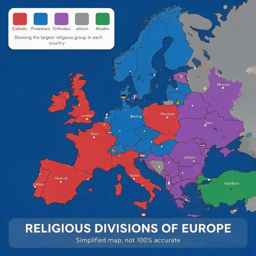 Europe's Religious Divisions According to Seedream 3